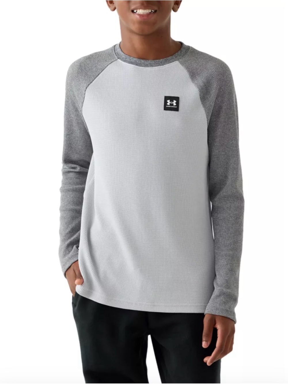 Under Armour Men’s Long Sleeve Raglan Shirt - Light Gray and Gray